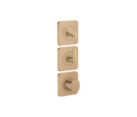 AXOR Citterio C Thermostatic module 380/120 for concealed installation with escutcheons for 3 functions | Brushed Bronze | Shower controls | AXOR