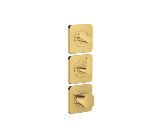 AXOR Citterio C Thermostatic module 380/120 for concealed installation with escutcheons for 3 functions | Polished Gold Optic | Shower controls | AXOR