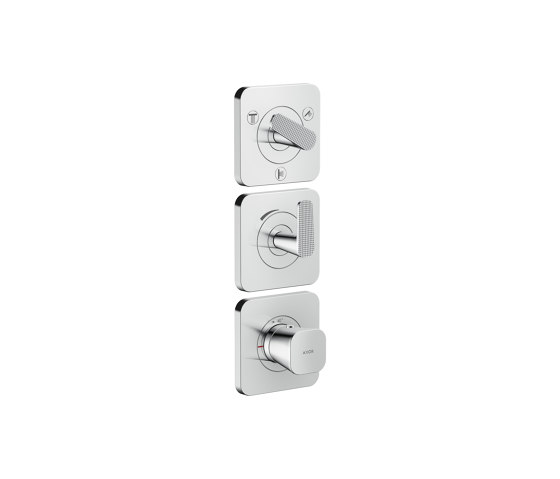 AXOR Citterio C Thermostatic module 380/120 for concealed installation with escutcheons for 3 functions  - cubic cut | Shower controls | AXOR