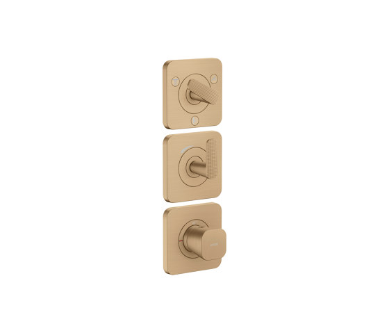 AXOR Citterio C Modulo termostatico 380/120 ad incasso a parete con rosette per 3 utenze, con taglio cubico | Bronzo Spazzolato | Rubinetteria doccia | AXOR