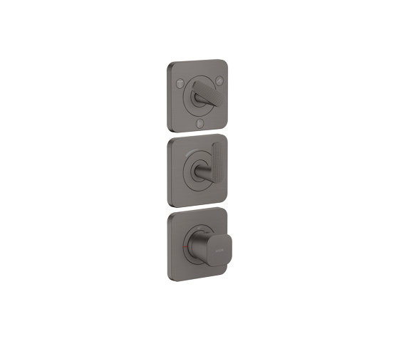 AXOR Citterio C Thermostatic module 380/120 for concealed installation with escutcheons for 3 functions  - cubic cut | Brushed Black Chrome | Shower controls | AXOR