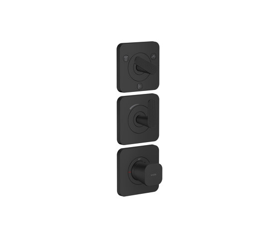 AXOR Citterio C Thermostatic module 380/120 for concealed installation with escutcheons for 3 functions  - cubic cut | Matt black | Shower controls | AXOR