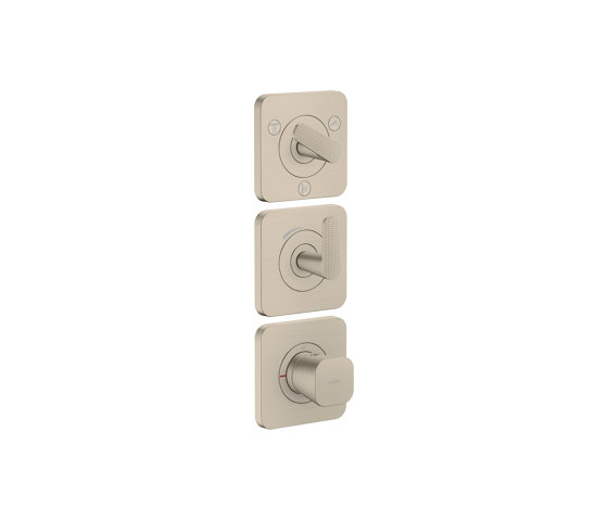 AXOR Citterio C Thermostatic module 380/120 for concealed installation with escutcheons for 3 functions  - cubic cut | Brushed Nickel | Shower controls | AXOR