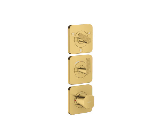 AXOR Citterio C Module thermostatique 380/120 encastré avec 3 sets de finitions pour 3 fonctions, coupe rhombique | Aspect doré poli | Robinetterie de douche | AXOR