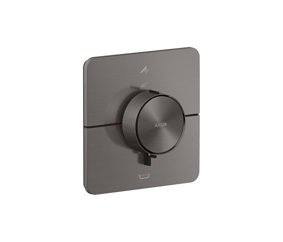 AXOR ShowerSelect ID Set de finition softsquare pour mitigeur thermostatique encastré avec 2 fonctions et avec combinaison de sécurité EN1720 | Noir chromé brossé | Robinetterie de douche | AXOR