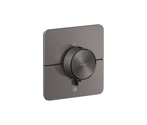 AXOR ShowerSelect ID Set de finition softsquare pour mitigeur thermostatique encastré à haut débit, avec 1 fonction et 1 sortie additionnelle | Noir chromé brossé | Robinetterie de douche | AXOR