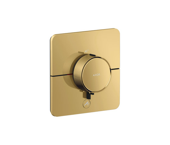 AXOR ShowerSelect ID Set de finition softsquare pour mitigeur thermostatique encastré à haut débit, avec 1 fonction et 1 sortie additionnelle | Aspect doré poli | Robinetterie de douche | AXOR