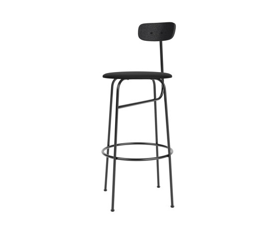 Afteroom Bar Chair | Black Base | Upholstered Seat, Veneer Back | Sierra - Black, 1001 | Black | Taburetes de bar | Audo Copenhagen