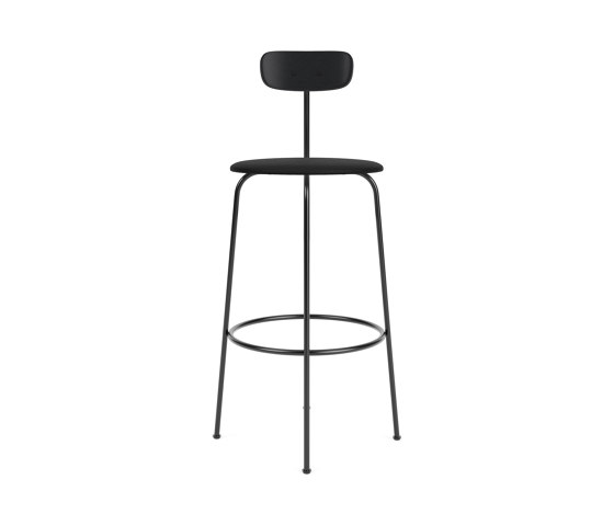 Afteroom Bar Chair | Black Base | Upholstered Seat, Veneer Back | Sierra - Black, 1001 | Black | Taburetes de bar | Audo Copenhagen