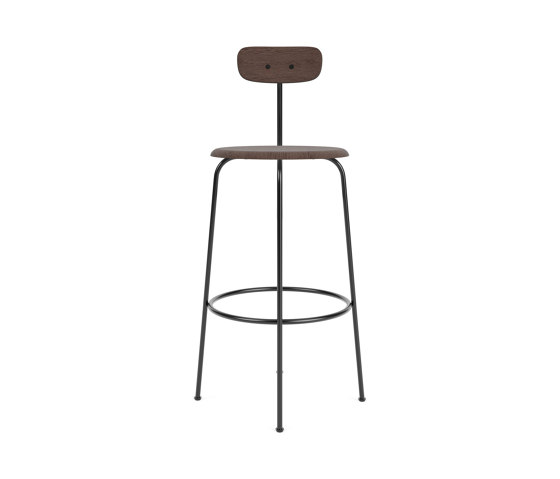 Afteroom Bar Chair | Black Base | Veneer Seat and Back | Dark Stained Oak | Sgabelli bancone | Audo Copenhagen