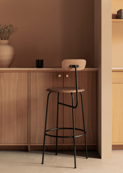 Afteroom Bar Chair | Black Base | Veneer Seat and Back | Natural Oak | Bar stools | Audo Copenhagen