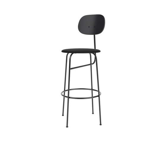 Afteroom Bar Chair Plus | Black Base | Upholstered Seat, Veneer Back | Sierra - Black, 1001 | Black | Bar stools | Audo Copenhagen