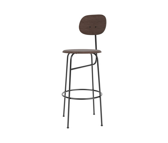 Afteroom Bar Chair Plus | Black Base | Veneer Seat and Back | Dark Stained Oak | Taburetes de bar | Audo Copenhagen