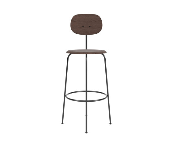 Afteroom Bar Chair Plus | Black Base | Veneer Seat and Back | Dark Stained Oak | Sgabelli bancone | Audo Copenhagen