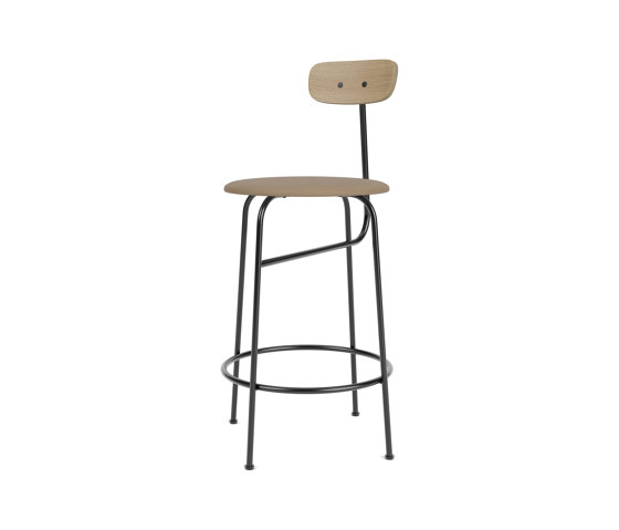 Afteroom Counter Chair | Black Base | Upholstered Seat, Veneer Back | Sierra - Stone, 1611 | Natural Oak | Counter stools | Audo Copenhagen