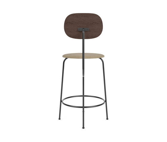 Afteroom Counter Chair Plus | Black Base | Upholstered Seat, Veneer Back | Audo Bouclé 02 - Beige | Dark Stained Oak | Counter stools | Audo Copenhagen