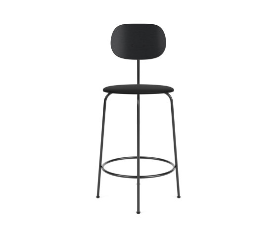 Afteroom Counter Chair Plus | Black Base | Upholstered Seat, Veneer Back | Sierra - Black, 1001 | Black | Chaises de comptoir | Audo Copenhagen