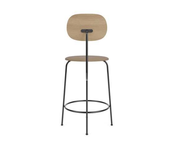 Afteroom Counter Chair Plus | Black Base | Upholstered Seat, Veneer Back | Sierra - Stone, 1611 | Natural Oak | Sedie bancone | Audo Copenhagen
