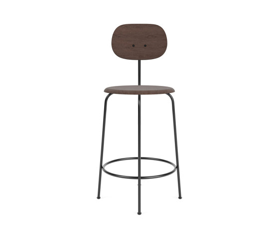 Afteroom Counter Chair Plus | Black Base | Veneer Seat and Back | Dark Stained Oak | Sillas de trabajo altas | Audo Copenhagen