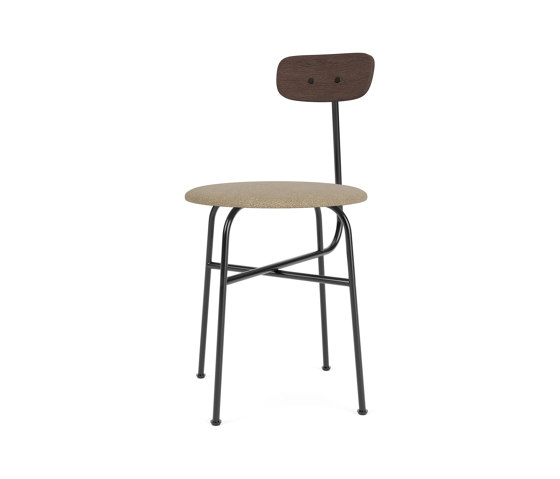 Afteroom Dining Chair | Black Base | Upholstered Seat, Veneer Back | Audo Bouclé - Beige 02 | Dark Stained Oak | Sillas | Audo Copenhagen