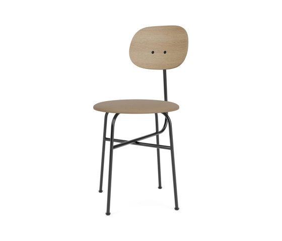 Afteroom Dining Chair Plus | Black Base | Upholstered Seat, Veneer Back | Sierra - Stone, 1611 | Natural Oak | Sedie | Audo Copenhagen