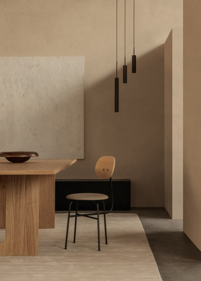 Afteroom Dining Chair Plus | Black Base | Upholstered Seat, Veneer Back | Sierra - Stone, 1611 | Natural Oak | Stühle | Audo Copenhagen