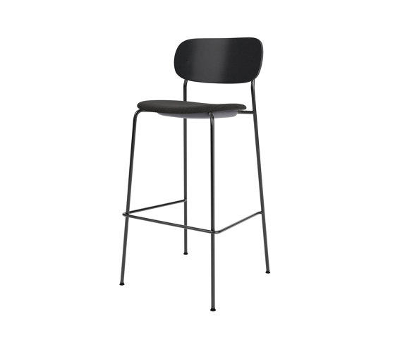 Co Bar Chair | Upholstered Seat, Oak Back | Re-wool - Black, 0198 | Black Oak | Bar stools | Audo Copenhagen
