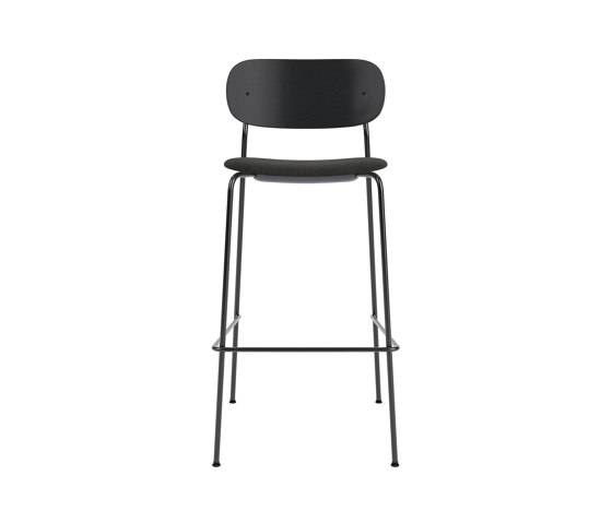 Co Bar Chair | Upholstered Seat, Oak Back | Re-wool - Black, 0198 | Black Oak | Bar stools | Audo Copenhagen