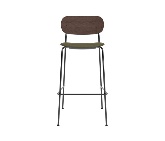 Co Bar Chair | Upholstered Seat, Oak Back | Sierra - Black, 1001 | Dark Stained Oak | Sgabelli bancone | Audo Copenhagen