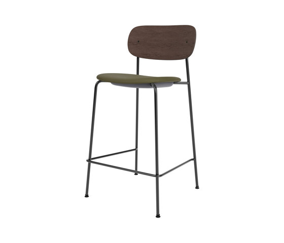 Co Counter Chair | Upholstered Seat, Oak Back | Sierra - Army, 0441 | Dark Stained Oak | Sgabelli bancone | Audo Copenhagen