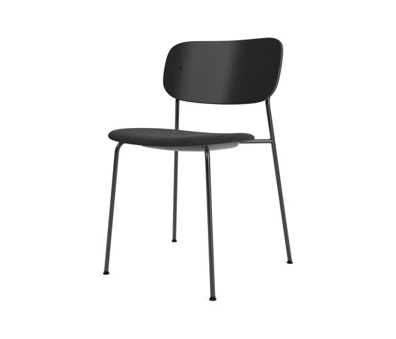 Co Dining Chair | Black Base | Upholstered Seat, Oak Back | Re-wool - Black 0199 | Sillas | Audo Copenhagen