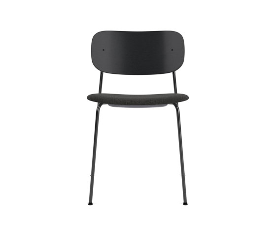 Co Dining Chair | Black Base | Upholstered Seat, Oak Back | Re-wool - Black 0199 | Sillas | Audo Copenhagen