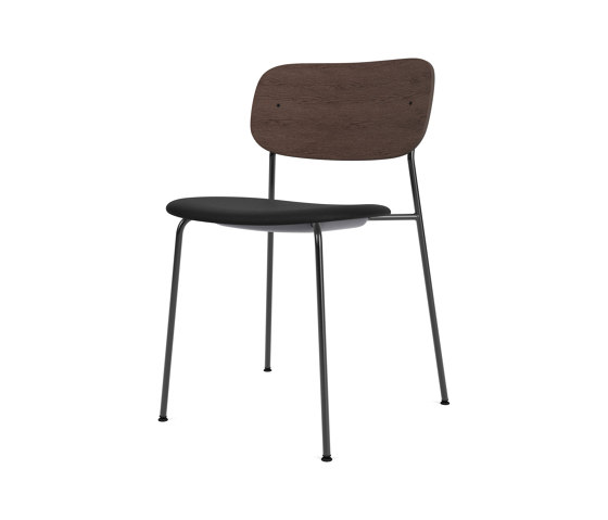 Co Dining Chair | Chrome Base | Upholstered Seat, Oak Back | Sierra - Army, 0441 | Dark Stained Oak | Chaises | Audo Copenhagen