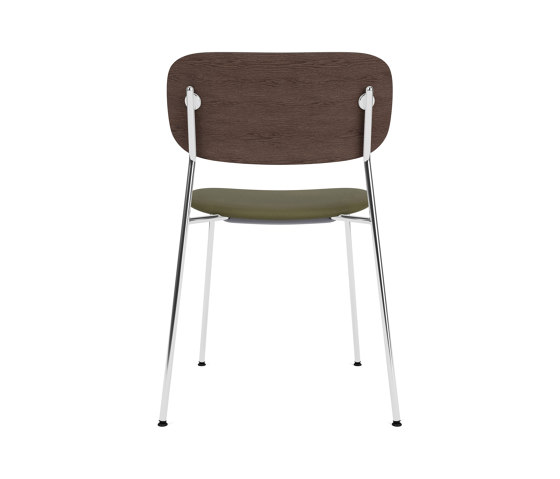 Co Dining Chair | Chrome Base | Upholstered Seat, Oak Back | Sierra - Black, 1001 | Dark Stained Oak | Stühle | Audo Copenhagen