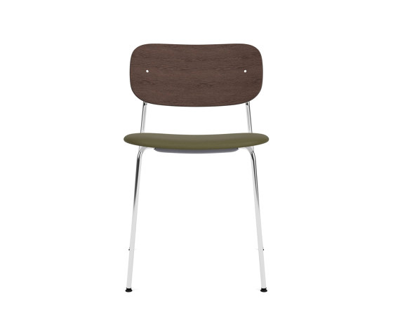 Co Dining Chair | Chrome Base | Upholstered Seat, Oak Back | Sierra - Black, 1001 | Dark Stained Oak | Chaises | Audo Copenhagen