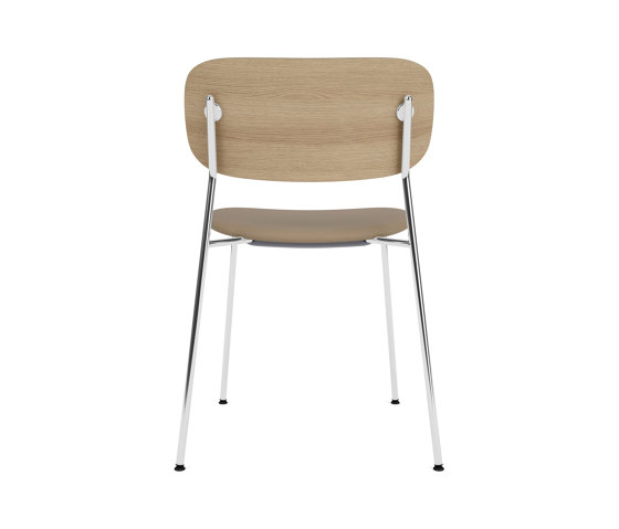 Co Dining Chair | Chrome Base | Upholstered Seat, Oak Back | Sierra - Stone, 1611 | Natural Oak | Sillas | Audo Copenhagen
