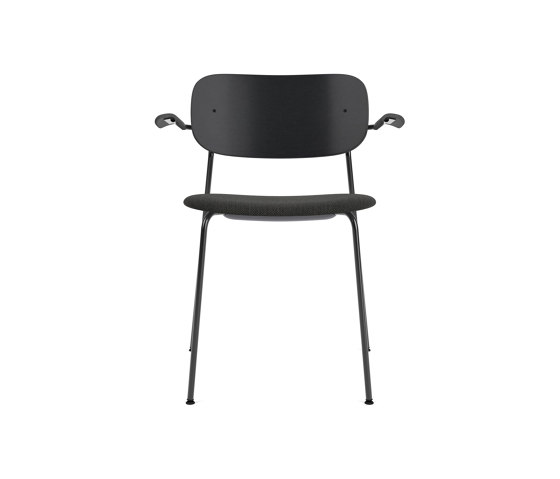 Co Dining Chair w. Armrest | Black Base | Upholstered Seat, Oak Back | Re-wool - Black, 0198 - Black Oak | Sillas | Audo Copenhagen