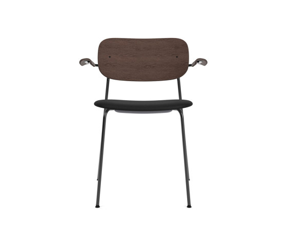 Co Dining Chair w. Armrest | Black Base | Upholstered Seat, Oak Back | Sierra - Black, 1001 - Dark Stained Oak | Chaises | Audo Copenhagen