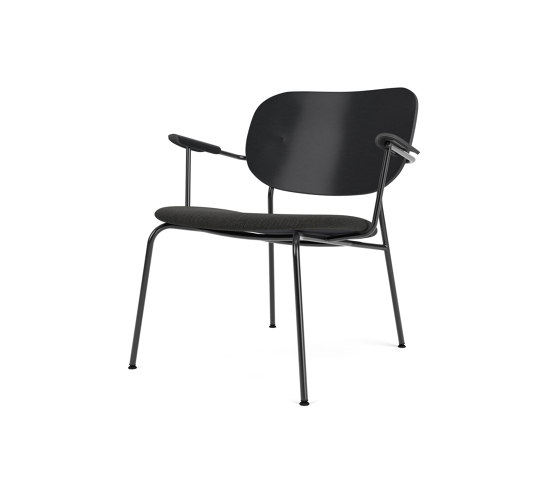 Co Lounge Chair W/Armrest, Upholstered Seat, Oak Back | Re-wool - Black 0198 | Black Oak | Sillones | Audo Copenhagen