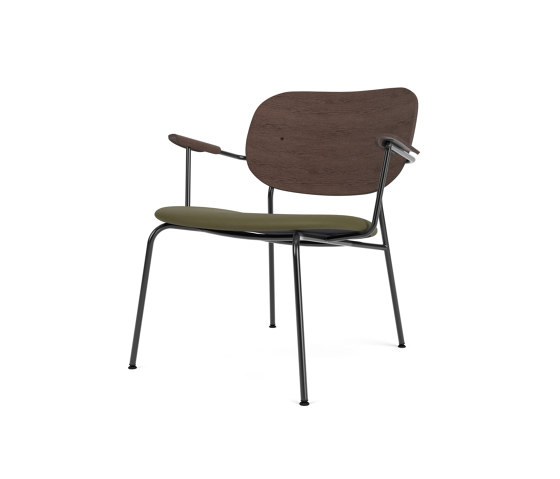 Co Lounge Chair W/Armrest, Upholstered Seat, Oak Back | Sierra - Army 0441 | Dark Stained Oak | Fauteuils | Audo Copenhagen