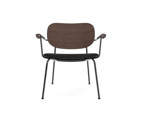 Co Lounge Chair W/Armrest, Upholstered Seat, Oak Back | Sierra - Black, 1001 | Dark Stained Oak | Poltrone | Audo Copenhagen