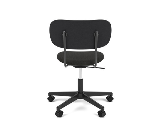 Co Task Chair | Star Base w. Casters | Black Aluminum | Upholstered Seat, Veneer Back | Re-wool - Black, 0199 | Black Oak | Arbeitshocker | Audo Copenhagen