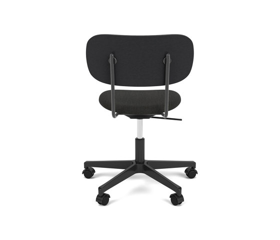 Co Task Chair | Star Base w. Casters | Black Aluminum | Upholstered Seat, Veneer Back | Re-wool - Black, 0199 | Black Oak | Swivel stools | Audo Copenhagen