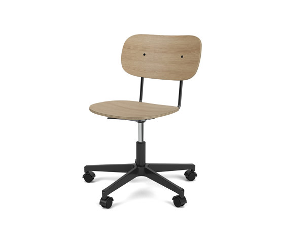 Co Task Chair | Star Base w. Casters | Black Aluminum | Veneer Seat and Back | Natural Oak | Taburetes de oficina | Audo Copenhagen