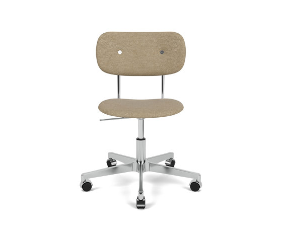 Co Task Chair | Star Base w. Casters | Polished Aluminum | Fully Upholstered | Audo Bouclé - Beige, 02 | Arbeitshocker | Audo Copenhagen