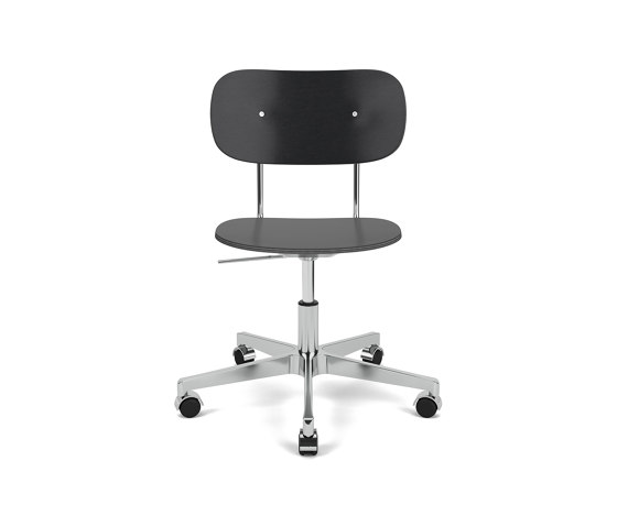 Co Task Chair | Star Base w. Casters | Polished Aluminum | Veneer Seat and Back | Black Oak | Tabourets de bureau | Audo Copenhagen