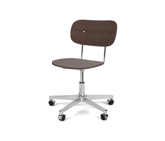 Co Task Chair | Star Base w. Casters | Polished Aluminum | Veneer Seat and Back | Dark Stained Oak | Sgabelli girevoli | Audo Copenhagen