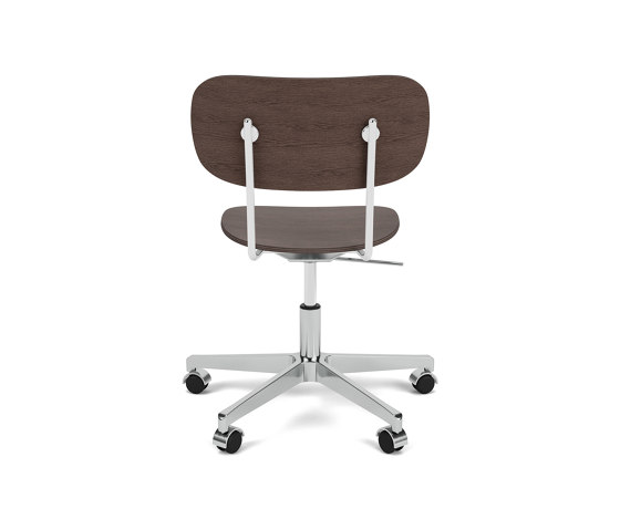 Co Task Chair | Star Base w. Casters | Polished Aluminum | Veneer Seat and Back | Dark Stained Oak | Arbeitshocker | Audo Copenhagen