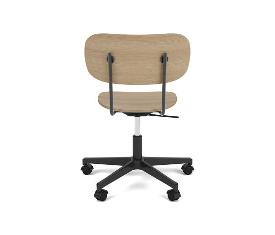 Co Task Chair | Star Base w. Casters | Polished Aluminum | Veneer Seat and Back | Natural Oak | Arbeitshocker | Audo Copenhagen