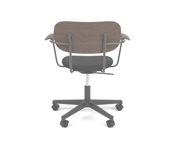 Co Task Chair W. Armrest | Star Base w. Casters, Black Aluminium | Upholstered Seat, Veneer Back | Sierra - Black, 1001 | Dark Stained Oak | Swivel stools | Audo Copenhagen